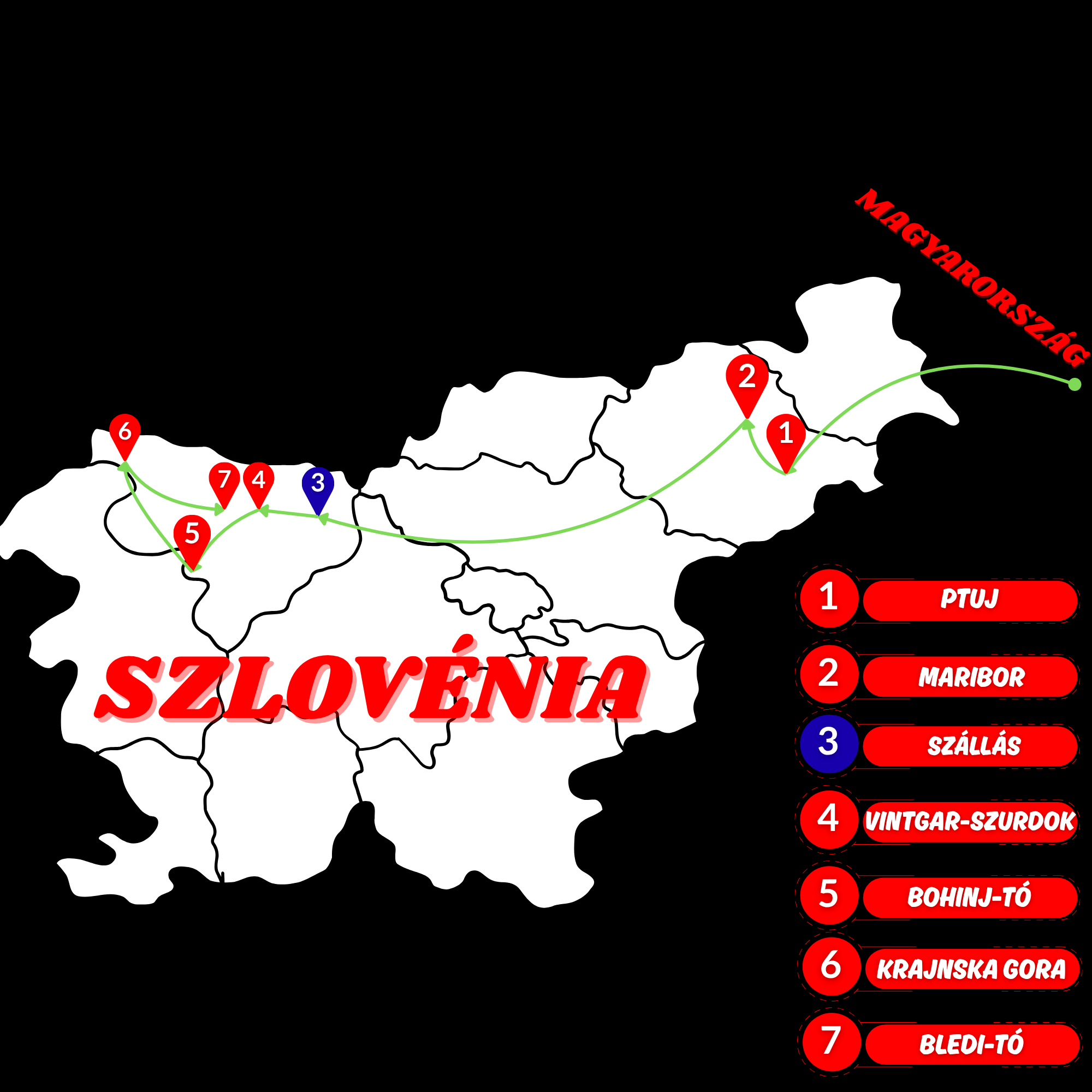 Szlovénia őszi pompában térképe