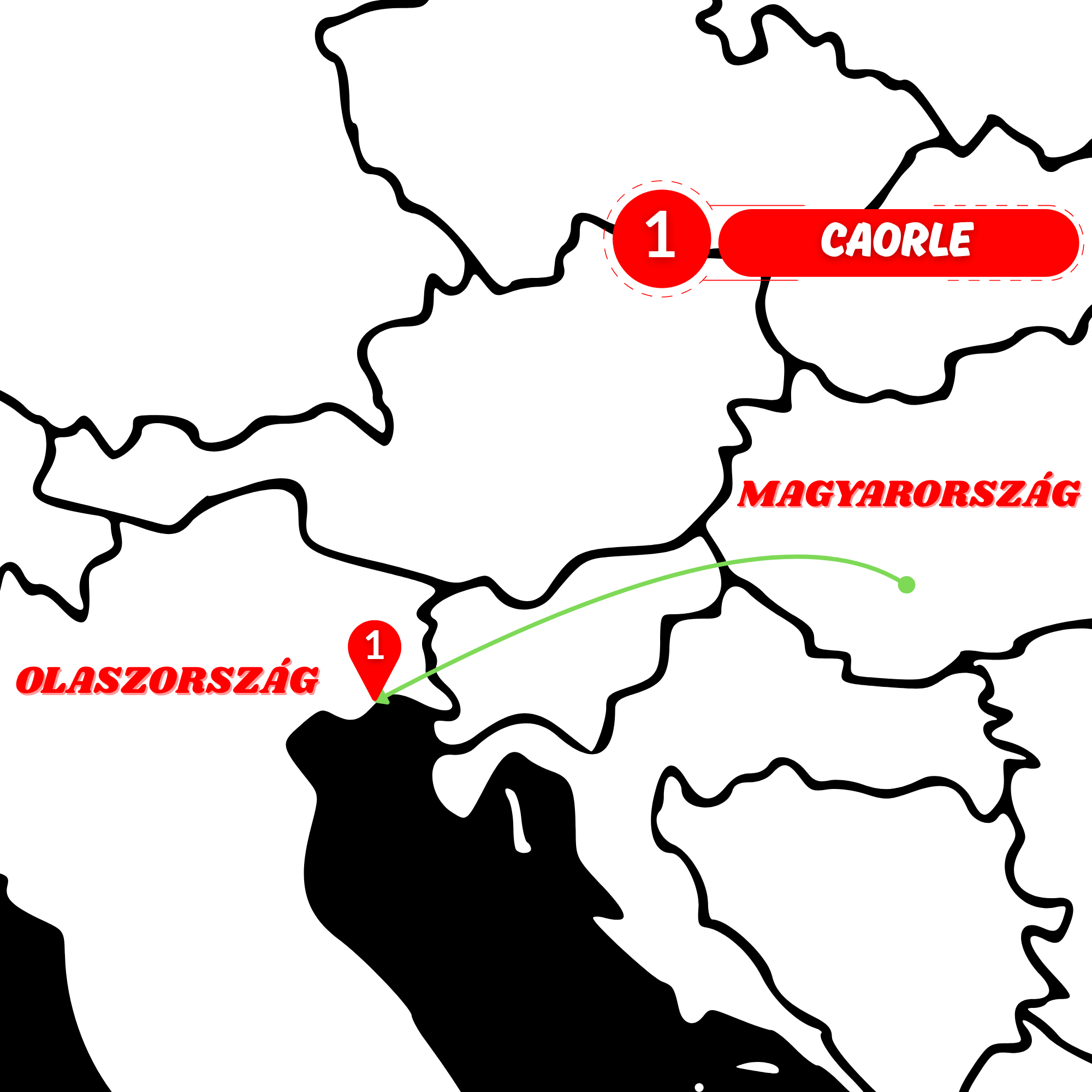 Caorle – Adriai kaland a színes házak városában! térképe