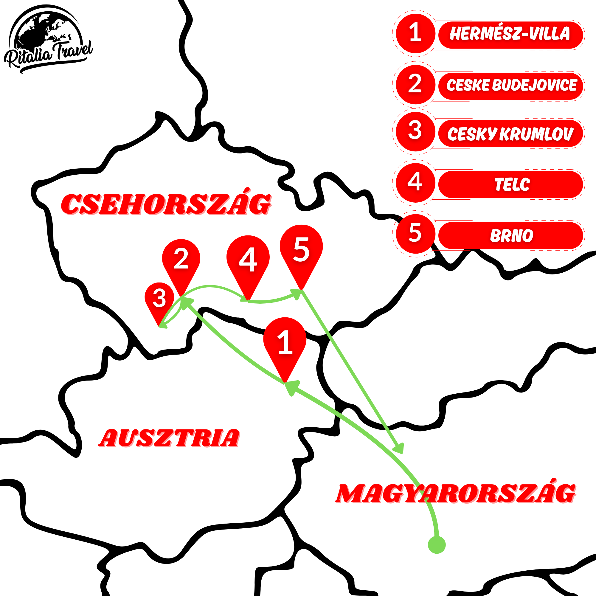 Mesés Dél-Csehország térképe
