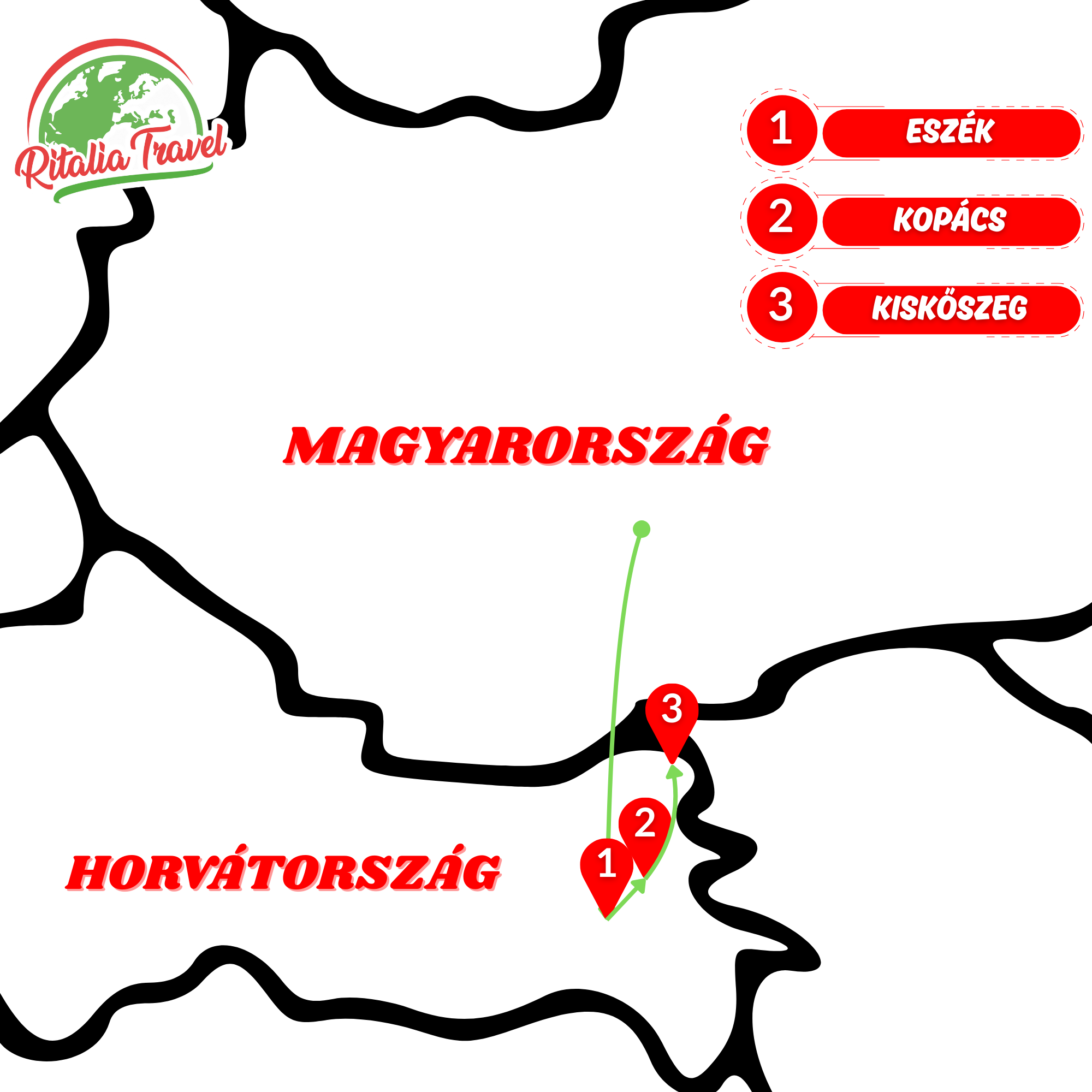 Drávaszögi kirándulás térképe