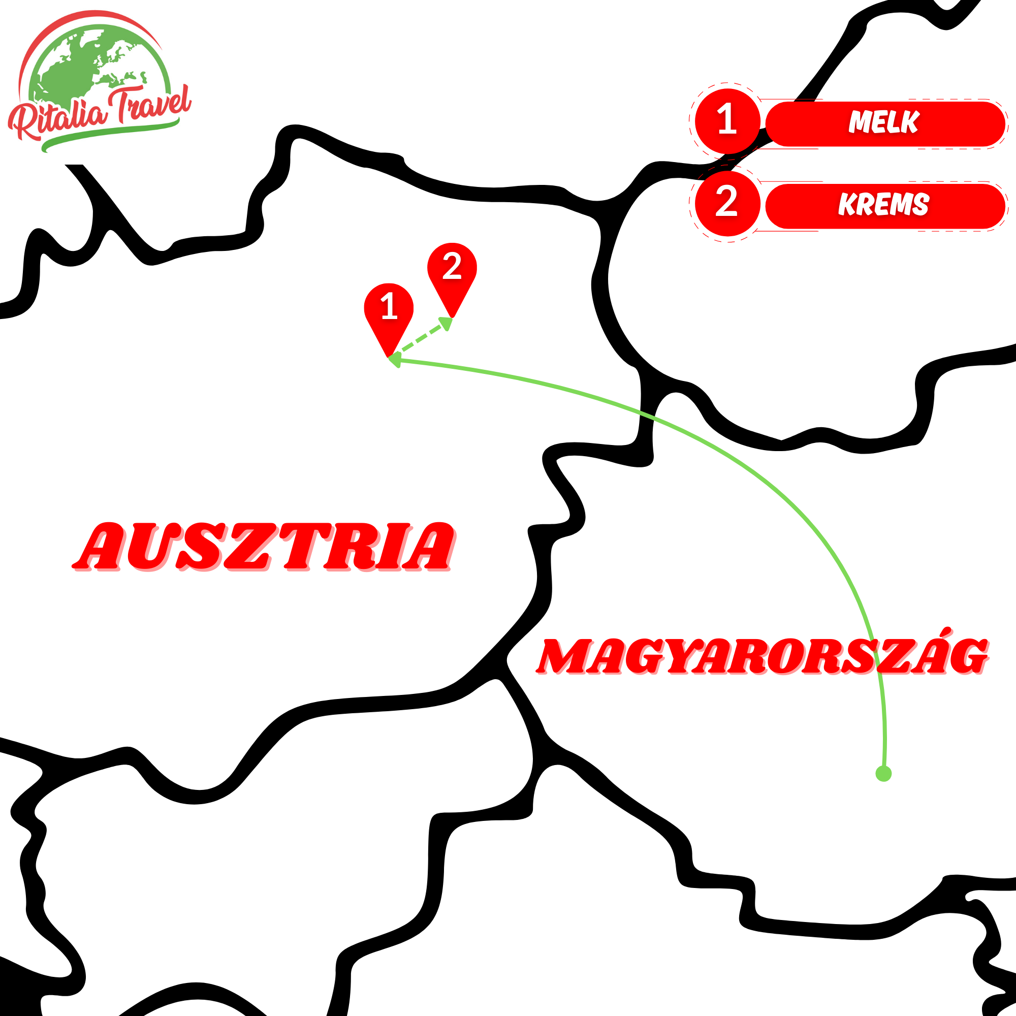 Látogatás a Melki apátságban és hajókázás a Duna Wachau szakaszán! térképe