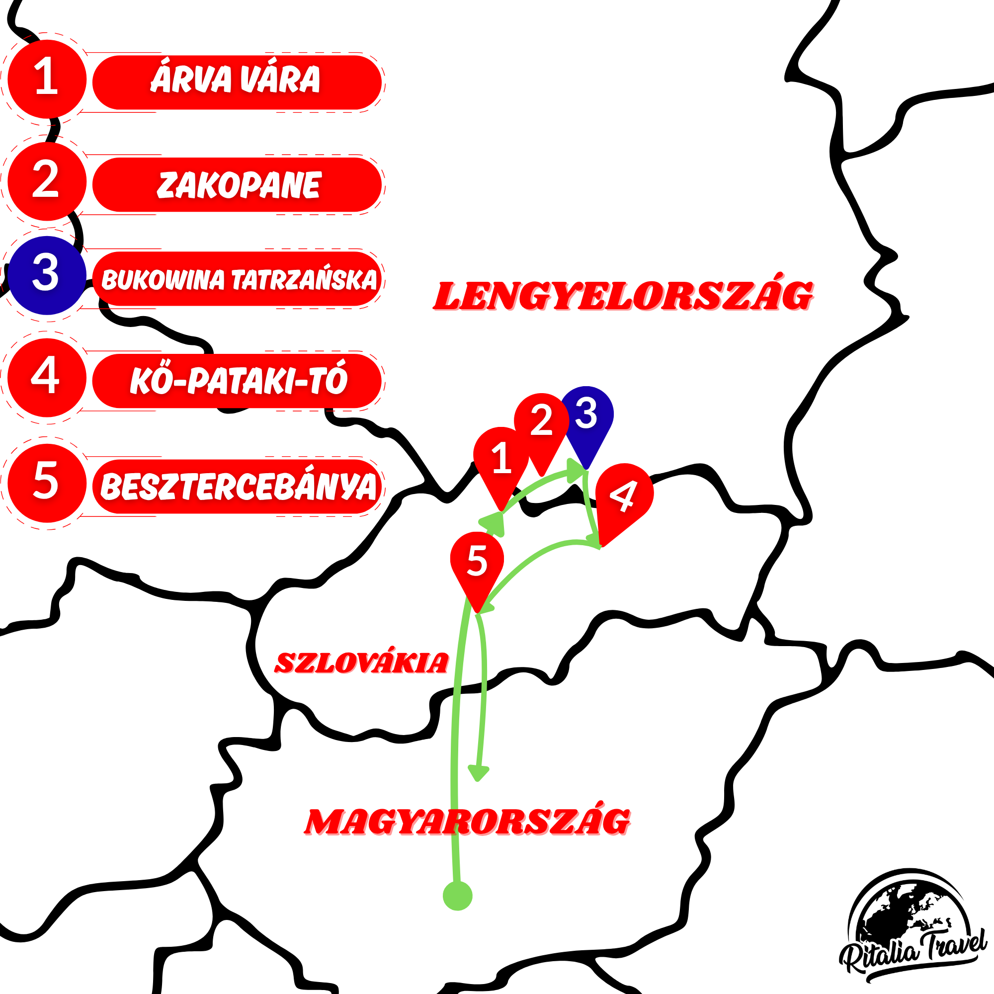 Advent Zakopaneban és Szlovákiában! térképe