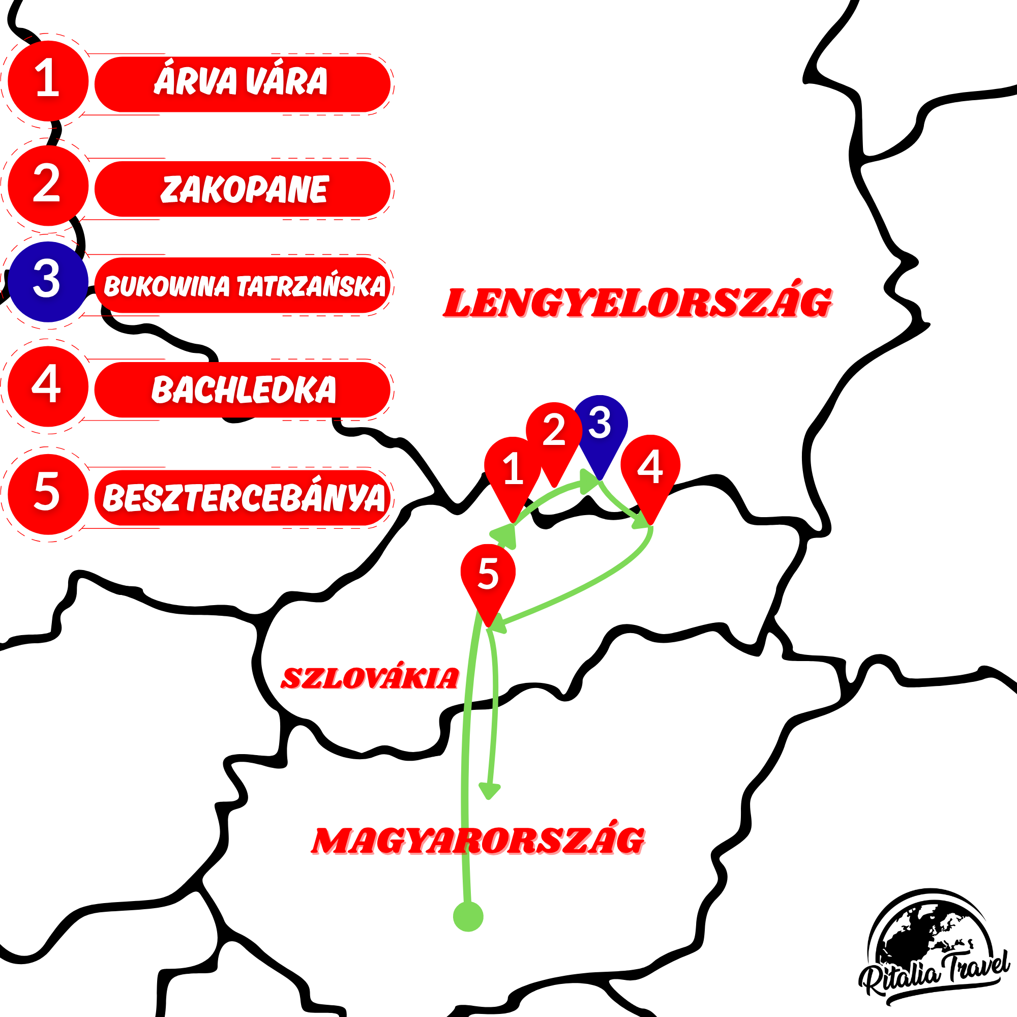Advent Zakopaneban és Szlovákiában! térképe